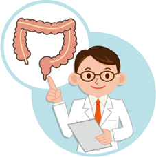大腸の説明をする医師のイラスト